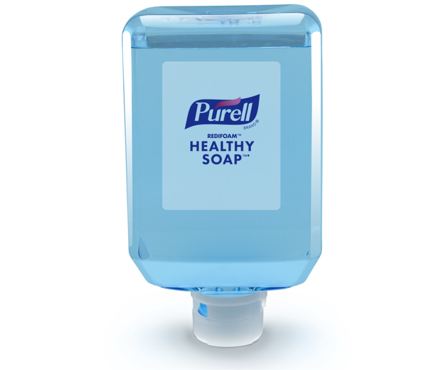 A rectangular blue liquid soap refill container with a dispensing cap at the bottom. PURELL HEALTHY SOAP™ REDIFOAM™ Foam Soap (2000 ml., 2/Case)